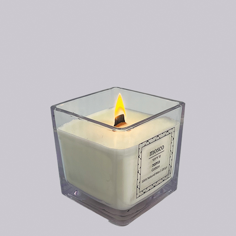 נר ריחני בכלי זכוכית מרובע 220 גרם