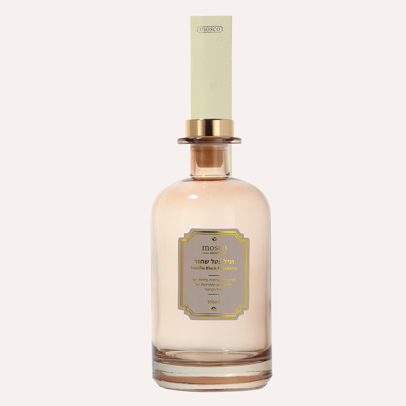 מפיץ ריח בכלי זכוכית עם פקק בצבע זהב 500 מ