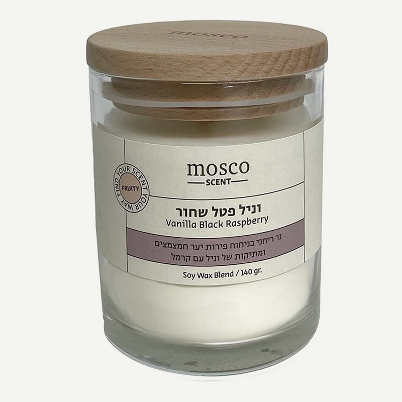 נר ריחני בכלי זכוכית עם מכסה במגוון ניחוחות 140 גרם