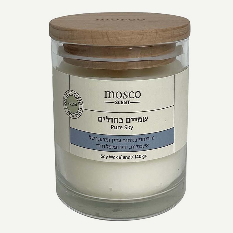נר ריחני בכלי זכוכית עם מכסה במגוון ניחוחות 140 גרם