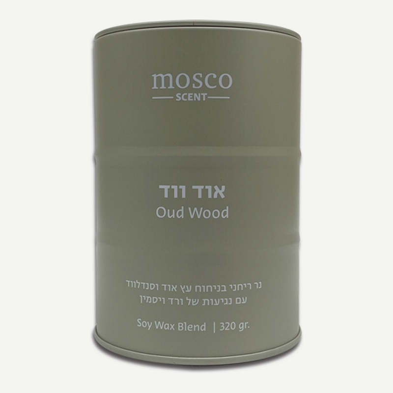 נר ריחני בכלי פח צבעוני 320 גרם